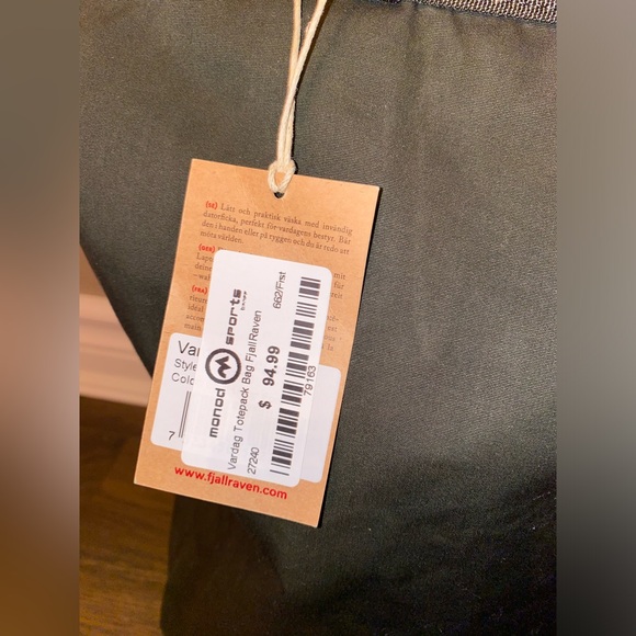 GREEN Fjallraven Vardag Tote Backpack 20L - Picture 4 of 4